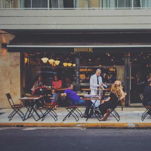 outdoor dining, restaurant, bar, waiter, al fresco, city, customers, group, patrons, people, street, tables, chairs, restaurant, restaurant, restaurant, restaurant, restaurant